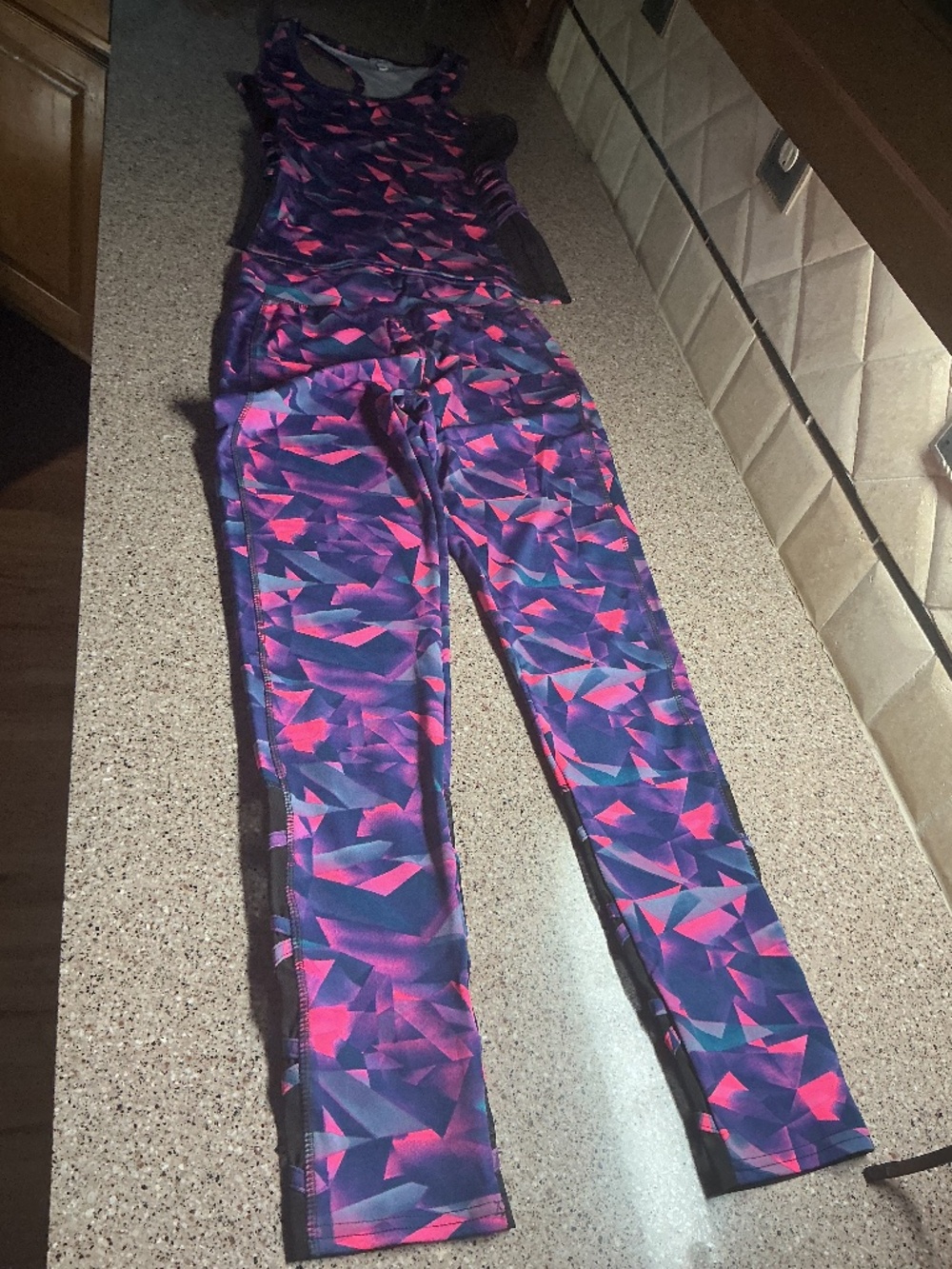 New Pink and Purple Abstract 2 PC Workout Set